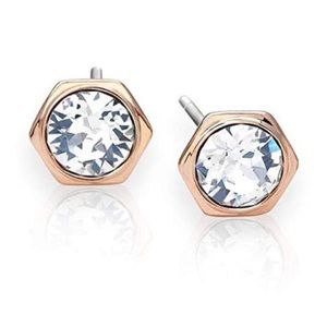 swarovski 5371199 Rose gold tone Hexagonal stud Earrings